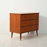 Scandinavian teak and mahogany chest with brass accents