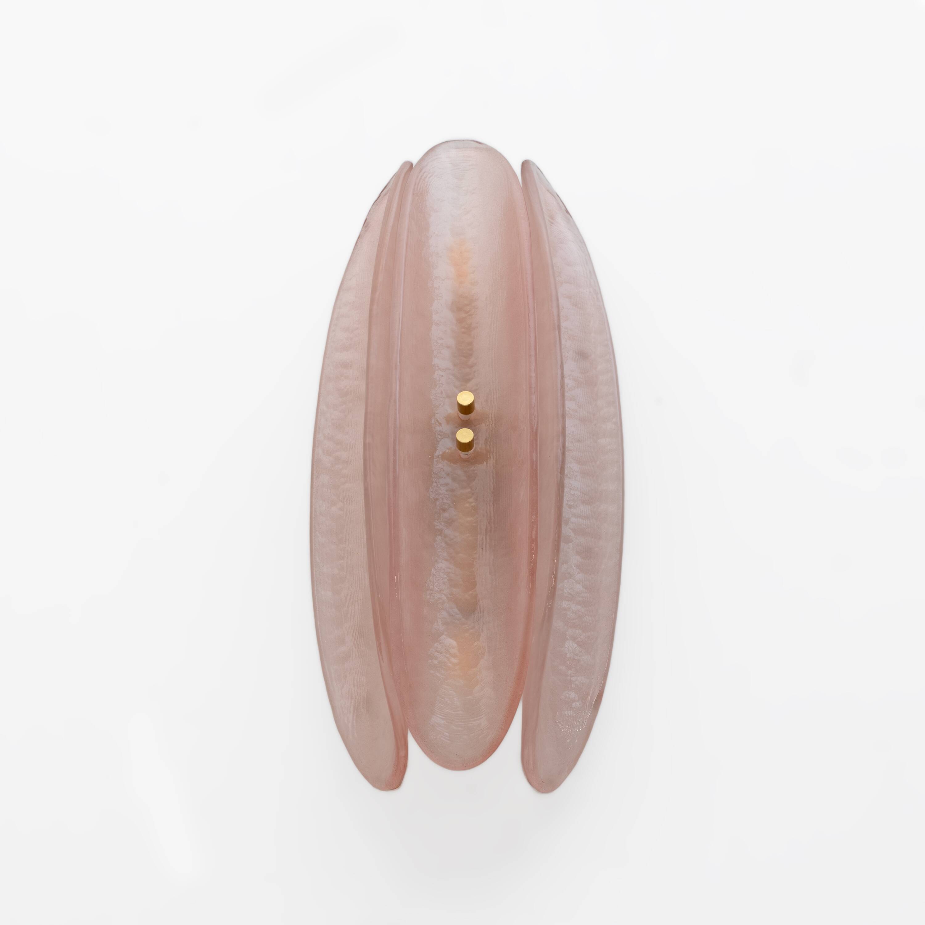 Pair of Fontana Arte Style Mid-century Modern Pink Murano Glass Sconces