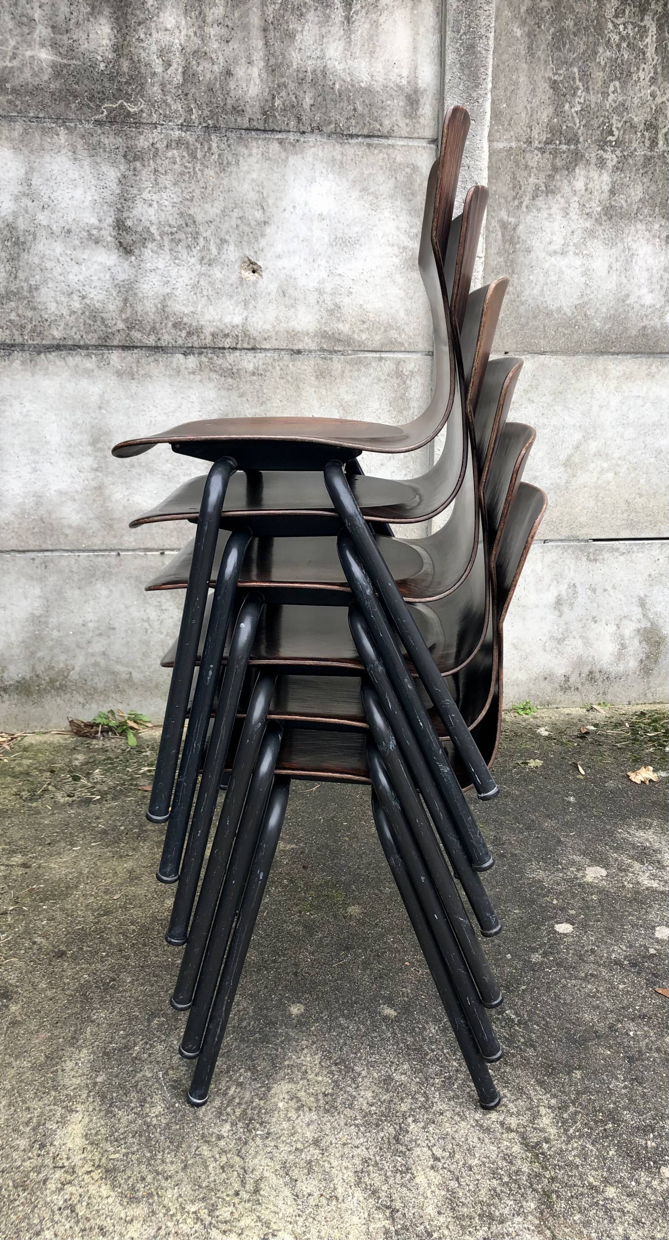 Lot de 6 chaises vintage Eromes E5