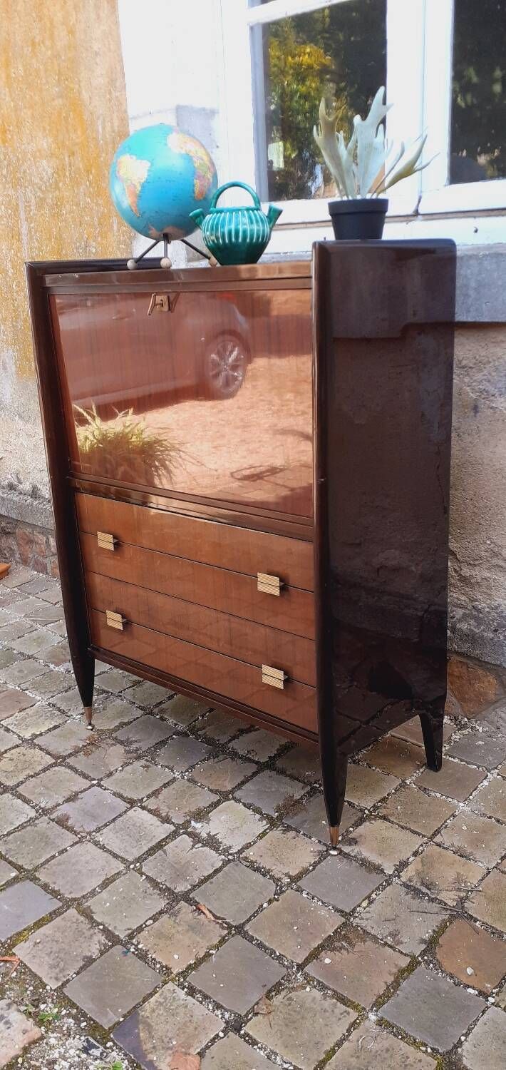 Vintage 60s mahogany secretary from Mobilor
