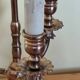 three-light candelabra lamp in metal and gilded brass, bouillotte lamp
