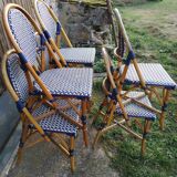 Series of 6 rattan chairs "parisian" vintage terrace