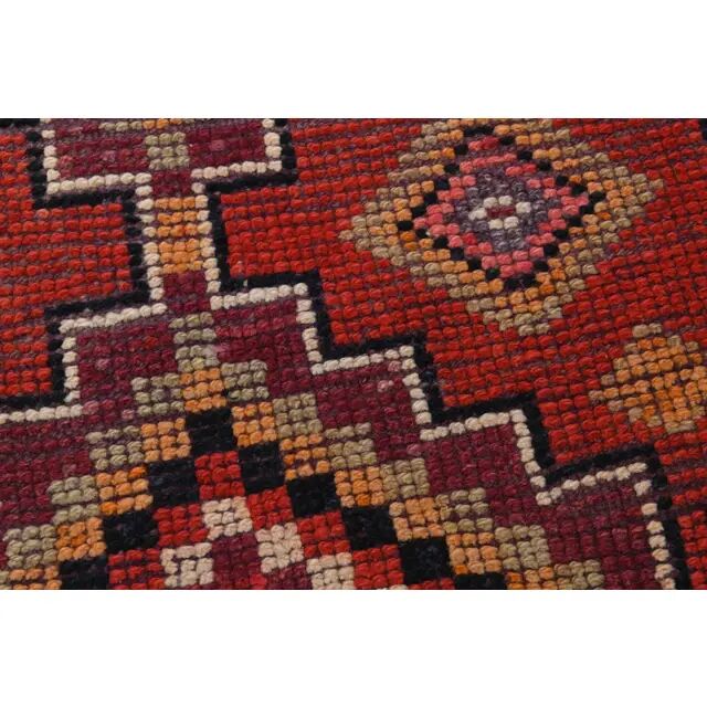 1970s Vintage Turkish Oushak Handmade Wool Cotton Orange Runner Rug 81x293
