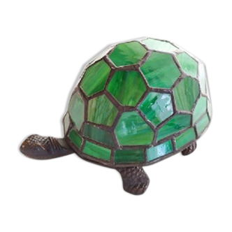 Mosaic glass turtle lamp and ancient green cast iron