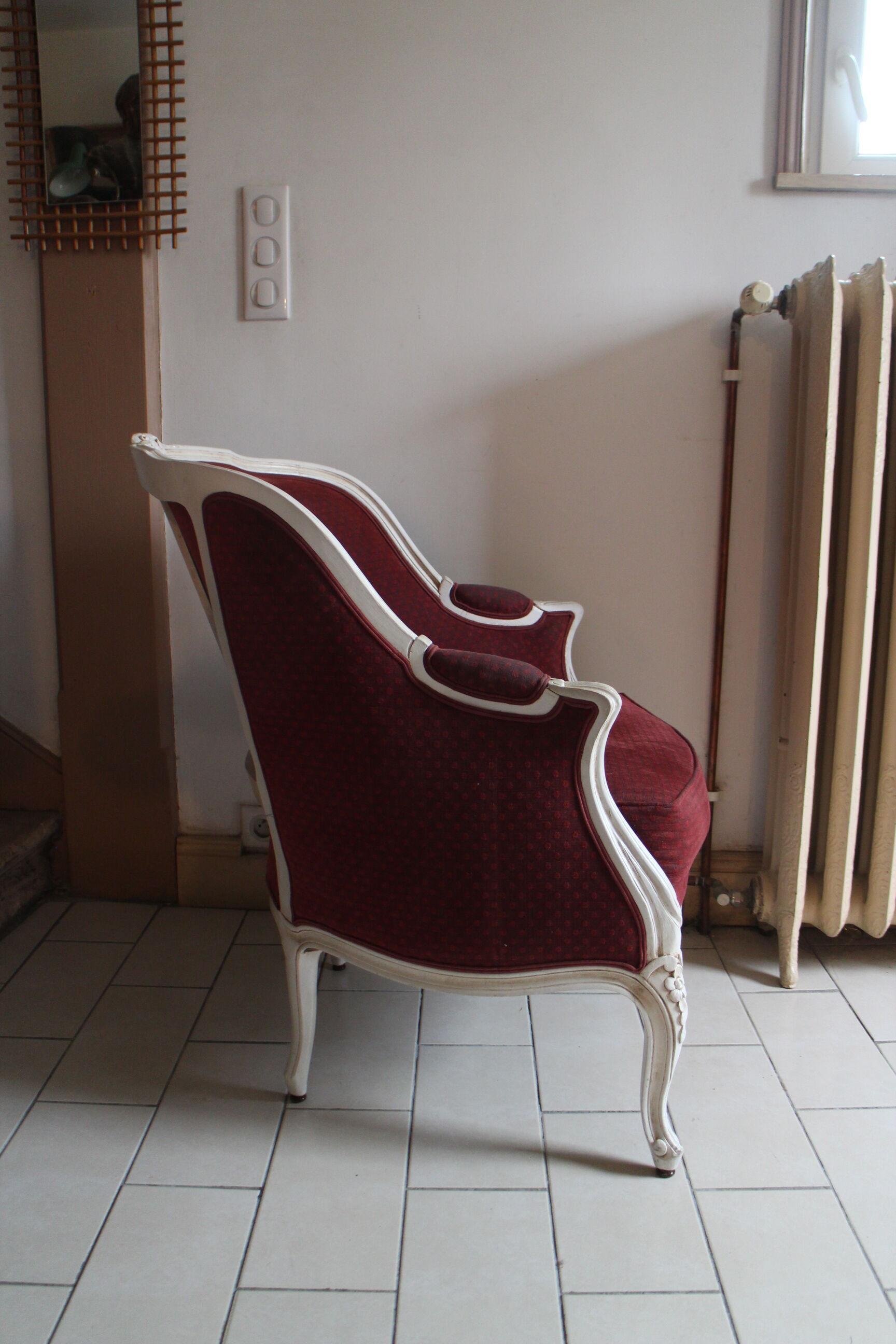 Louis XV style armchair patinated white