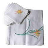 Pure linen hand embroidered daffodil tablecloth