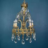 Vintage Chandelier with Crystal Drops, Italy, 1960s