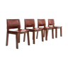 Lot de 4 chaises de salle à manger en cuir Gavina cognac années 1970