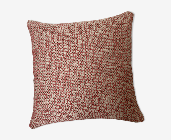 Coussin bi face rose motif beige