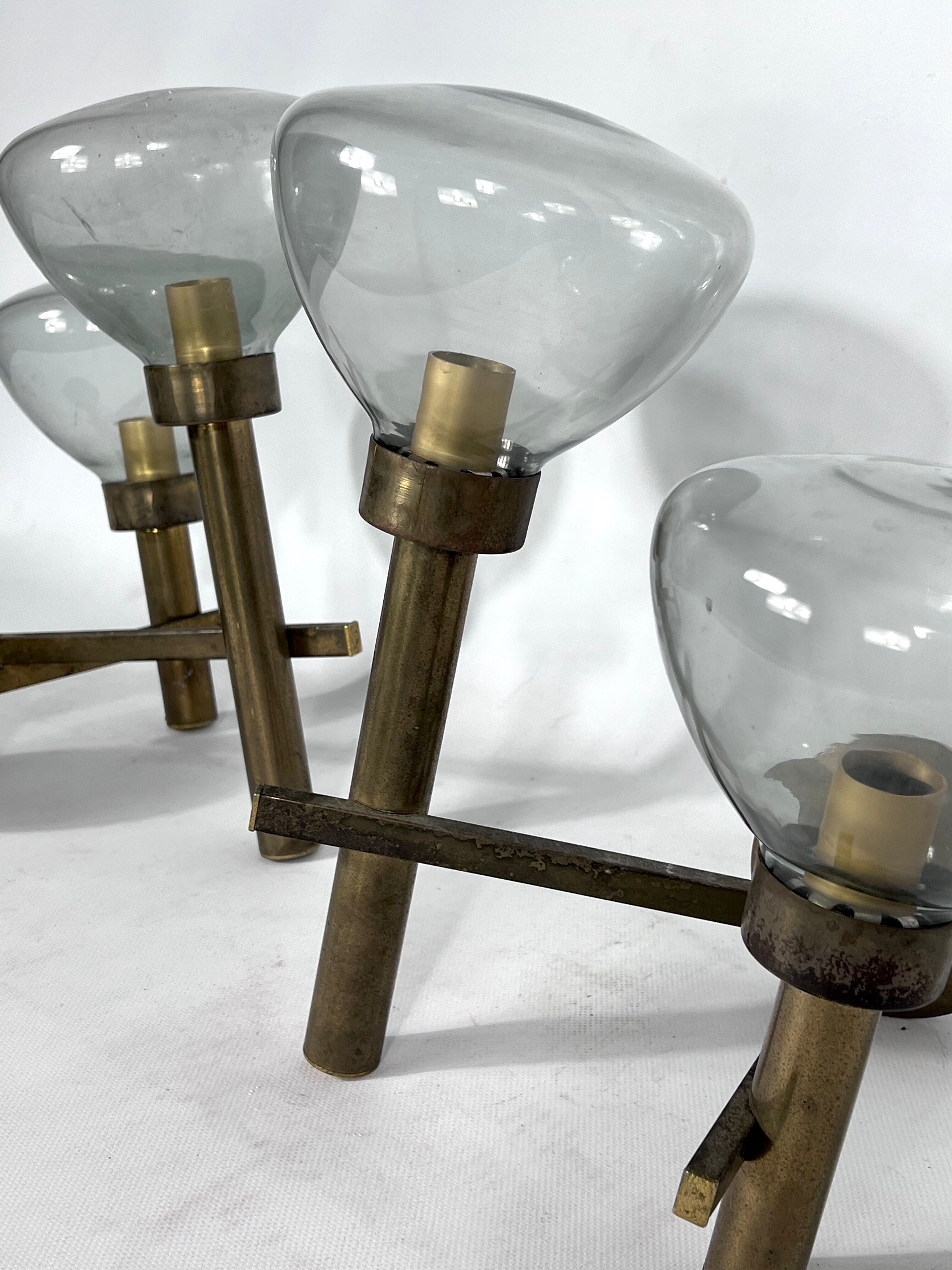 Pair of brass and glass sconces by Sciolari. Italian modern from 70s