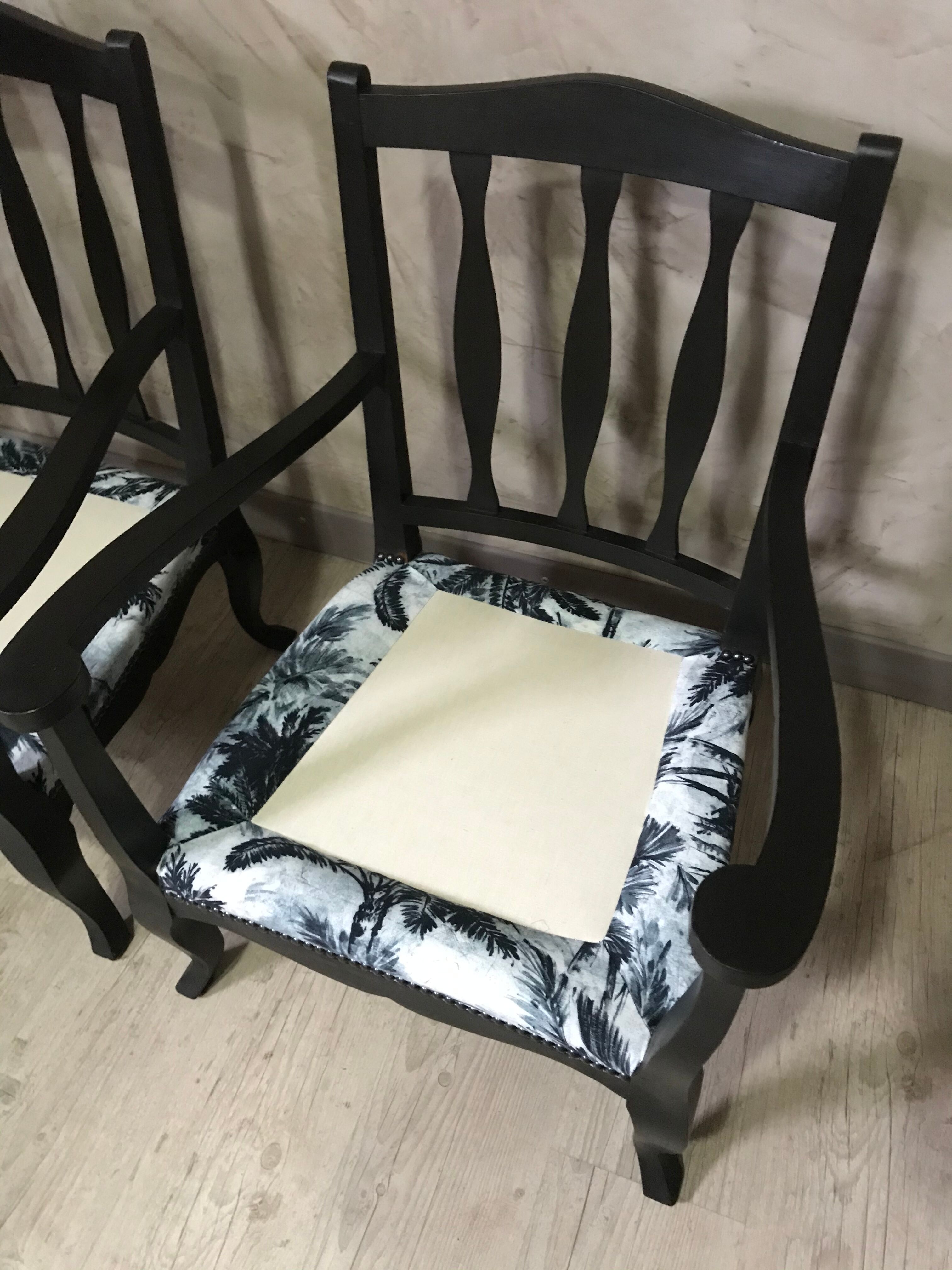 Pair of jungle fabric armchairs