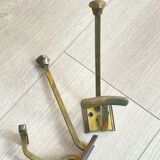 Pair of old brass hook metal gold art deco coat holder