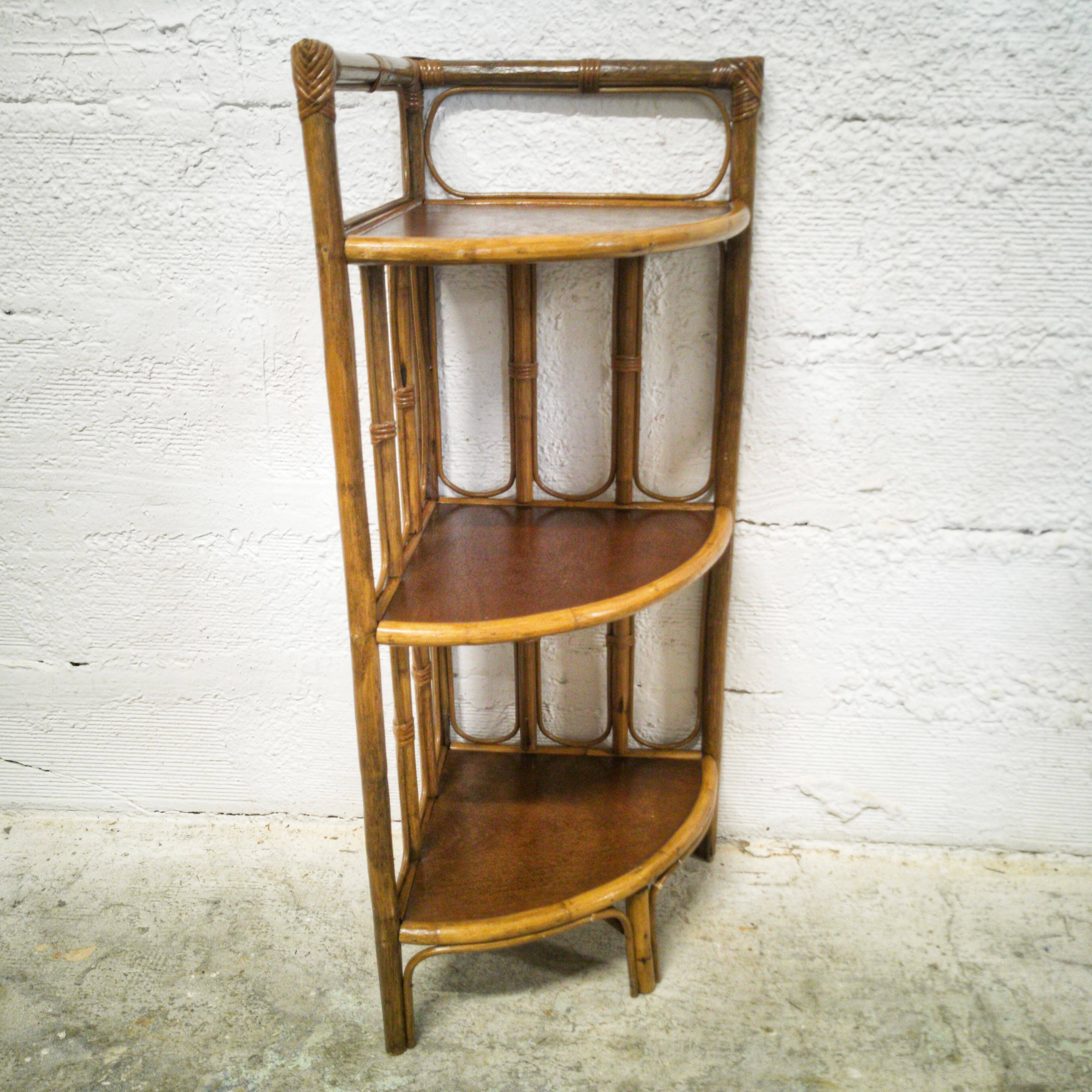 Rattan corner shelf
