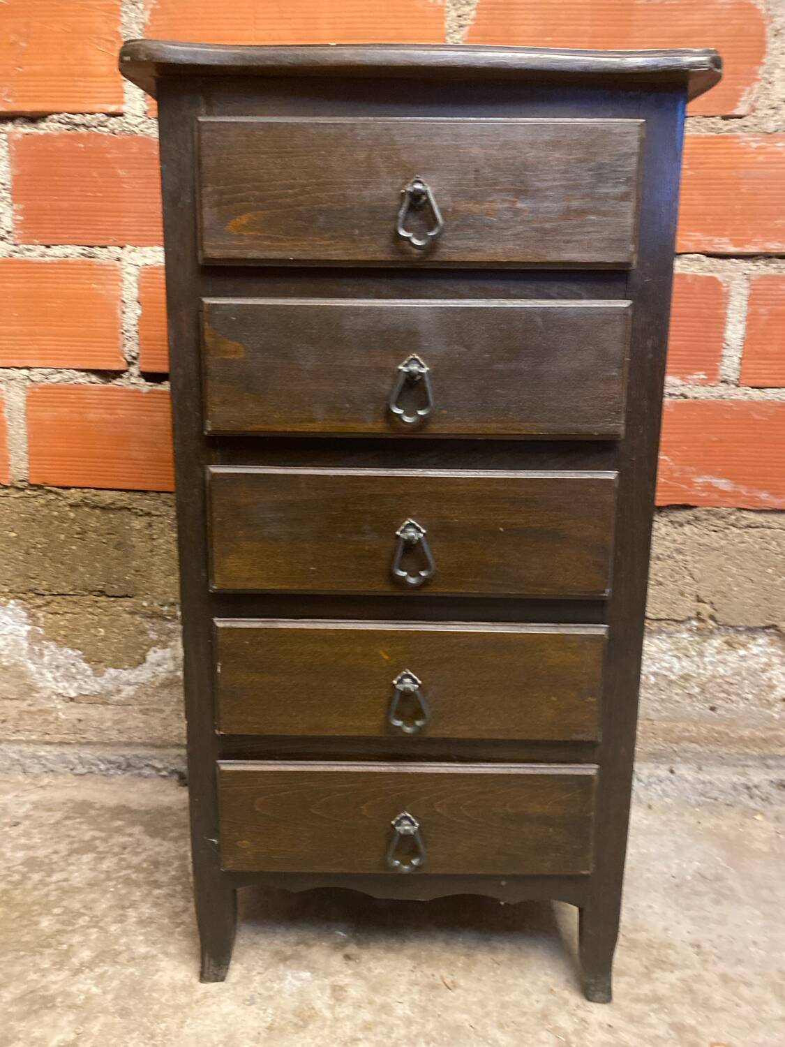 Antique Chest of Drawers with 5 Drawers Vintage Wood #D396
