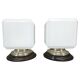 Pair of Art Deco Nickel Wall Lights with Milky Glass, 1930s