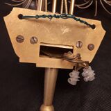 Pair sconces metal dore décor stars Lunel vintage 1950