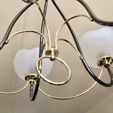 Italian chandelier gray and gold frosted glass flower