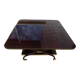 Chic serving table on wheels from the 60s with brass decorations and two shelves.