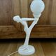White ceramic lamp and opaline globe woman art deco art nouveau