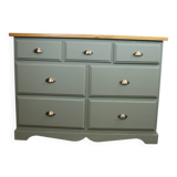 Sage green solid pine chest of drawers 1980 France
