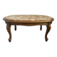 Louis XV style coffee table with marble and solid wood.