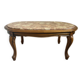 Table basse style Louis XV en marbre et bois massif