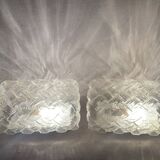 Pair rectangular ceiling or wall flush mount lamps