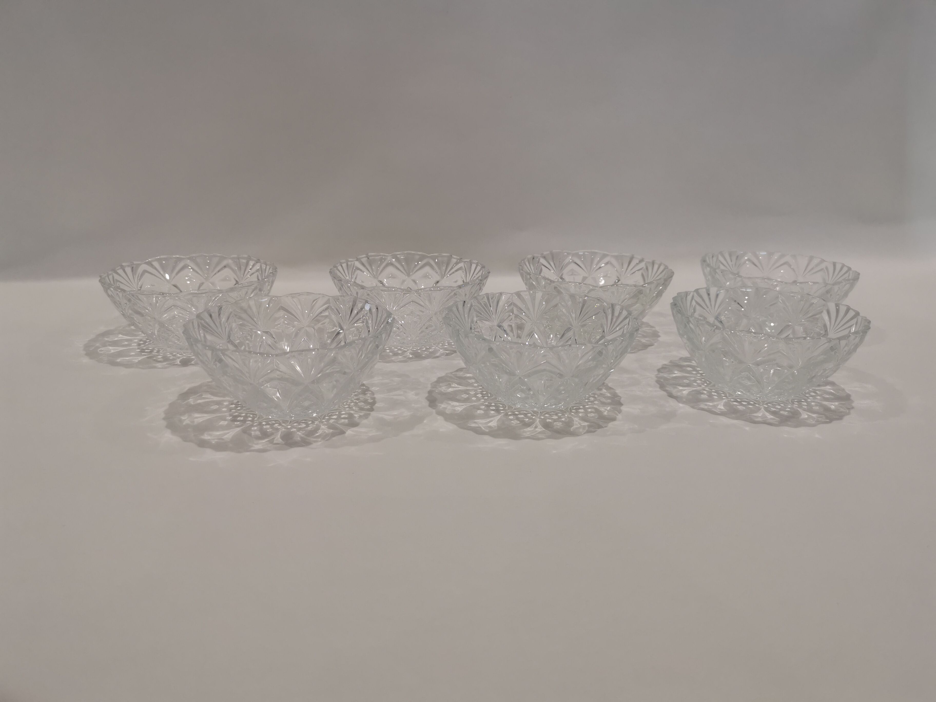 7 vintage chiseled glass cups