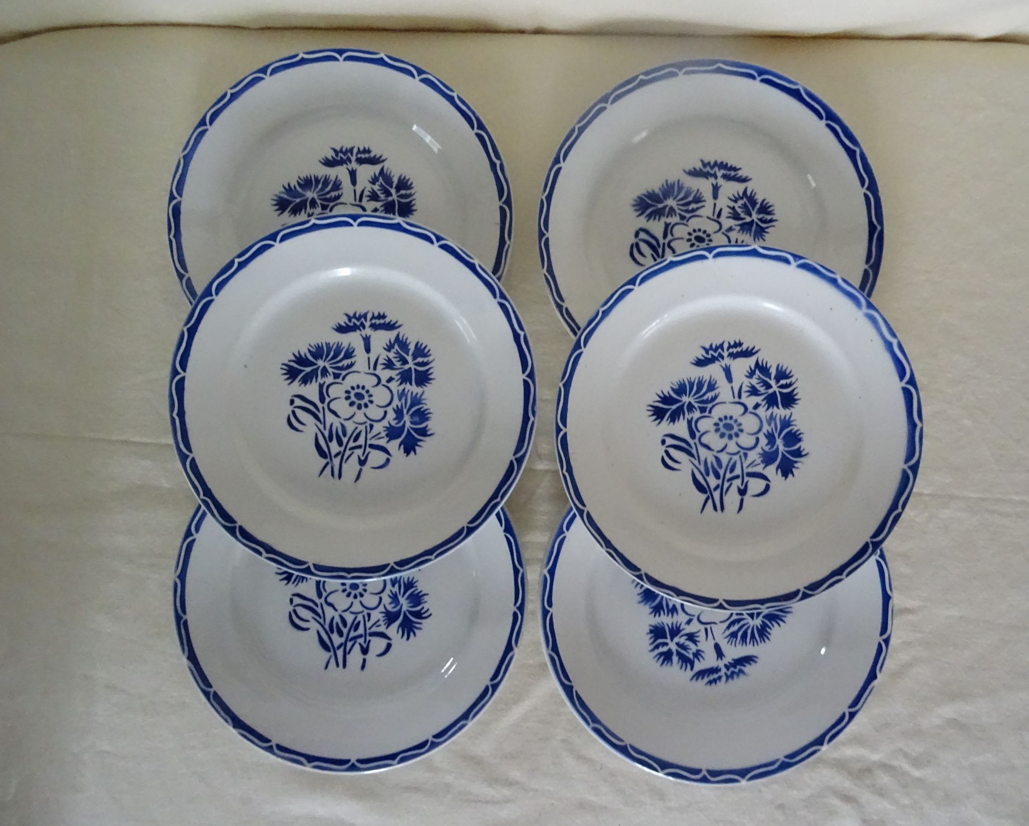 6 assiettes plates Lunéville  faience ancienne