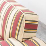 American sofa and armchair in original striped fabric from the 1970s