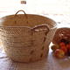 Straw woven laundry basket, vintage 6