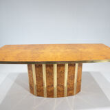 Mid-century modern dining table, Ash Burl, Italy