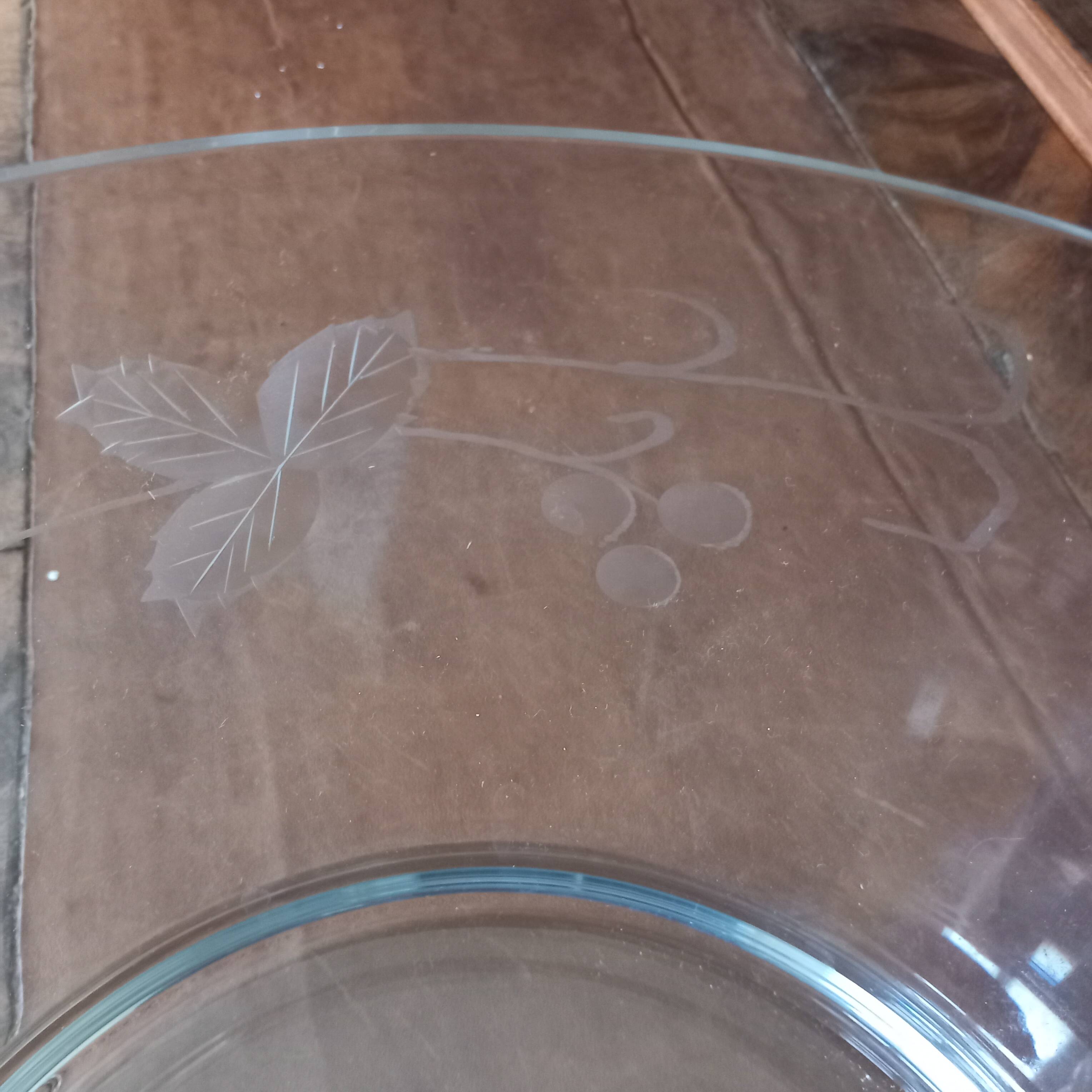 Fine etched glass punch bowl