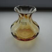 Crystal vase Saint Louis venetian amber orange ribs signed