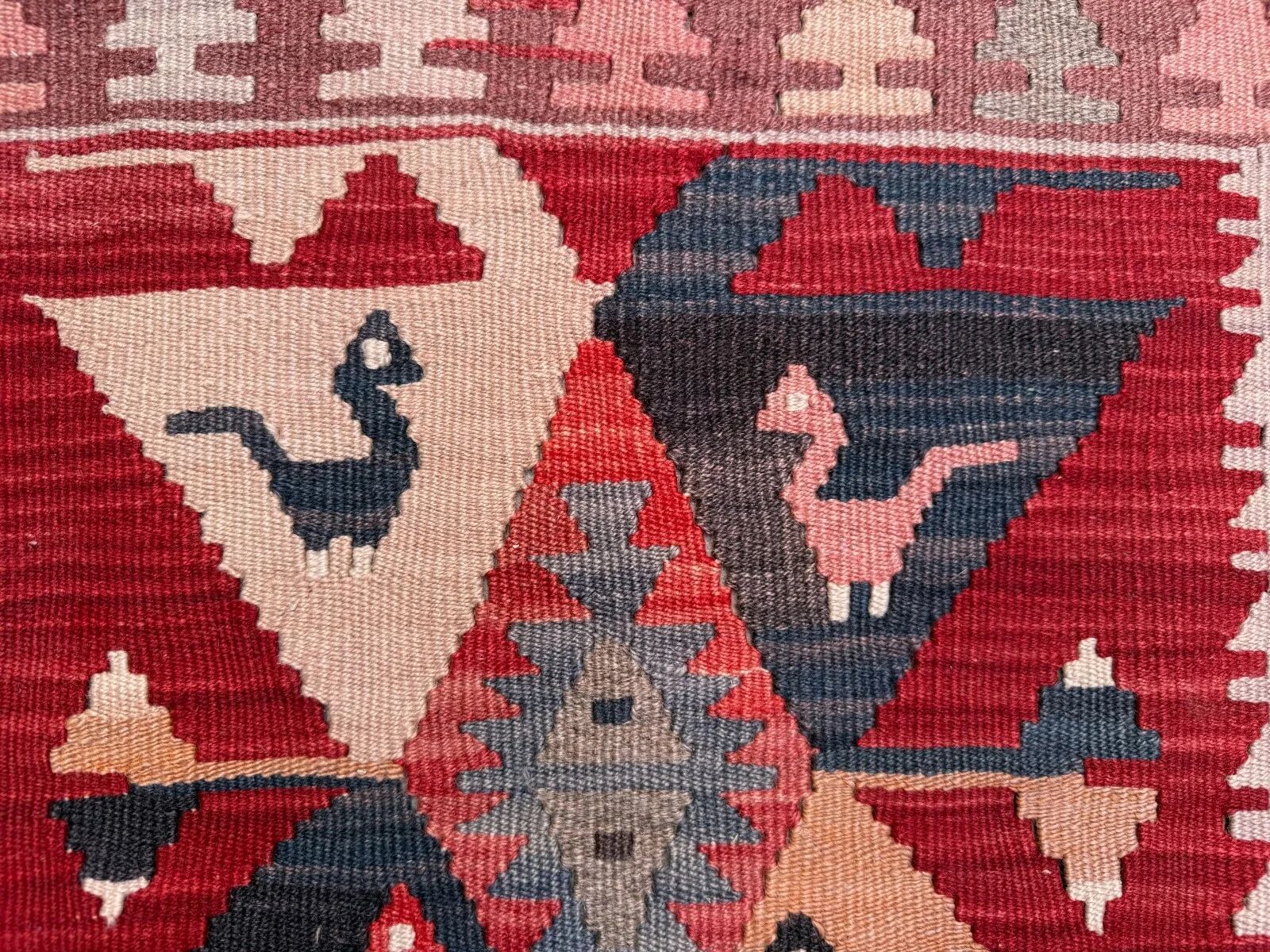 Vintage Turkish mini kilim 65x70 cm wool small Square kelim 2567