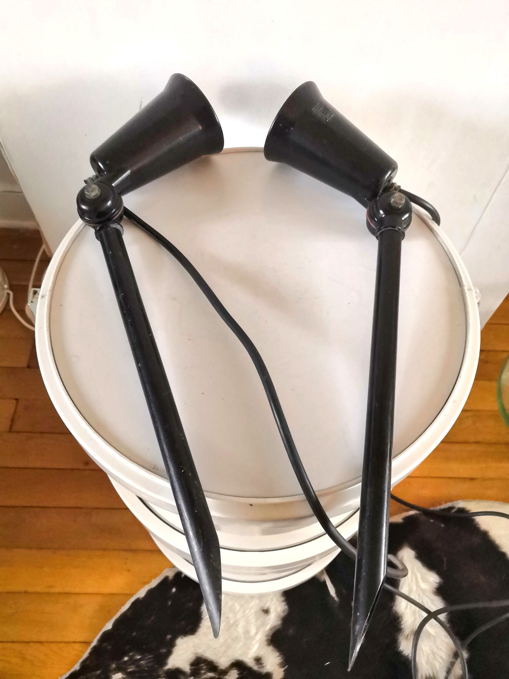 Pair of Lita sconces with steel rod design 70s