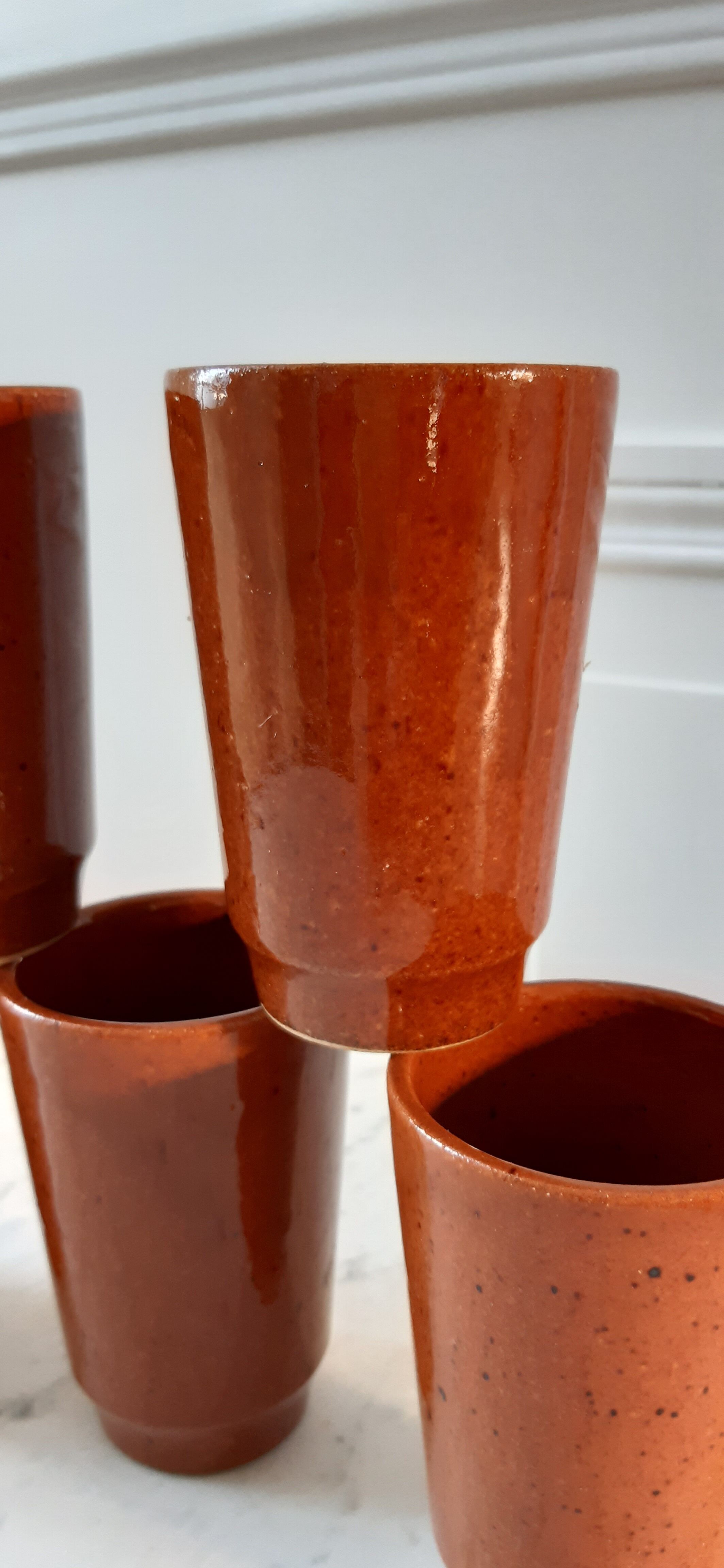 Set of 5 sandstone glasses Digoin Sarreguemines 70s