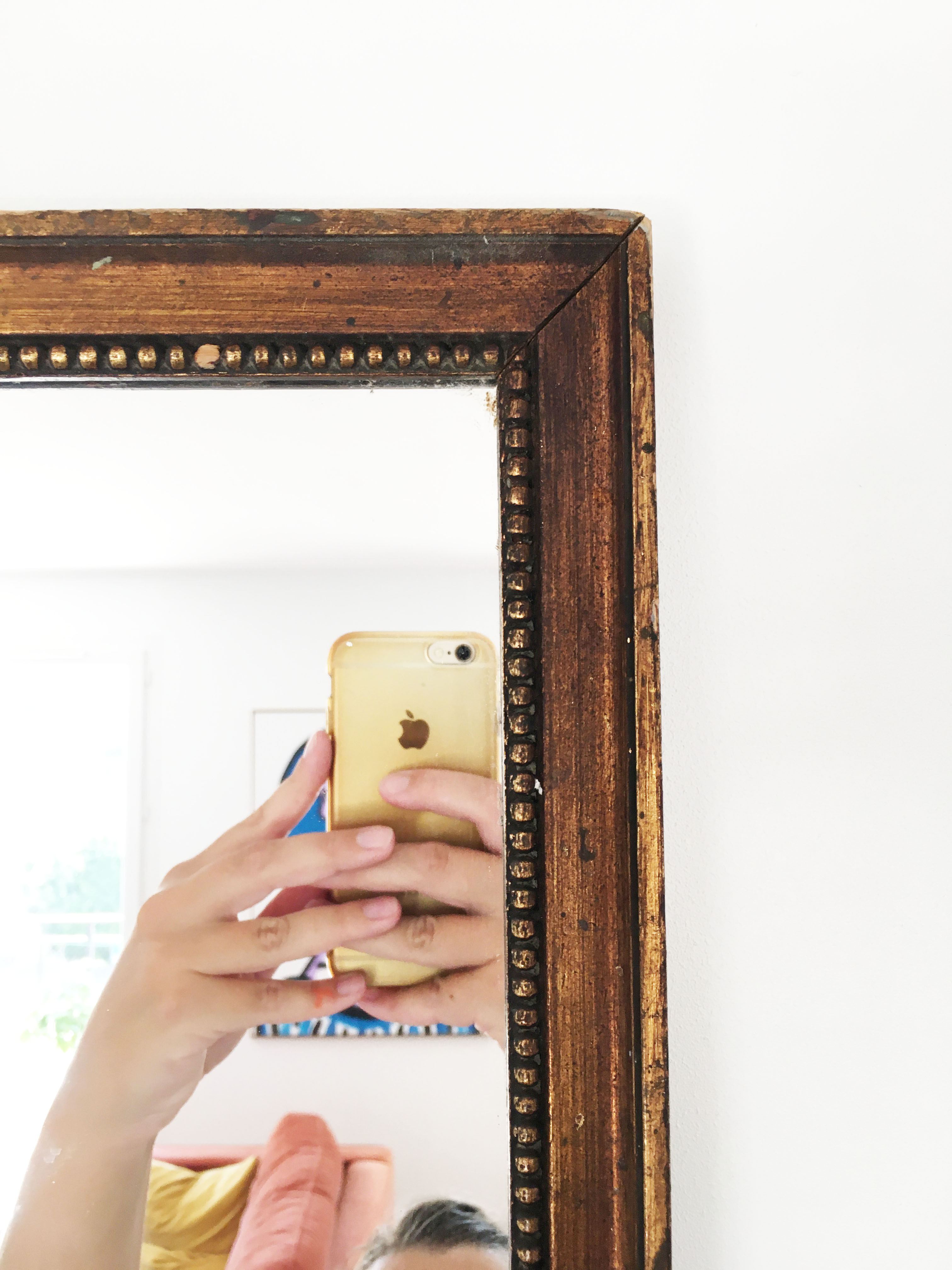 Gilded mirror in old wood - 116x35cm