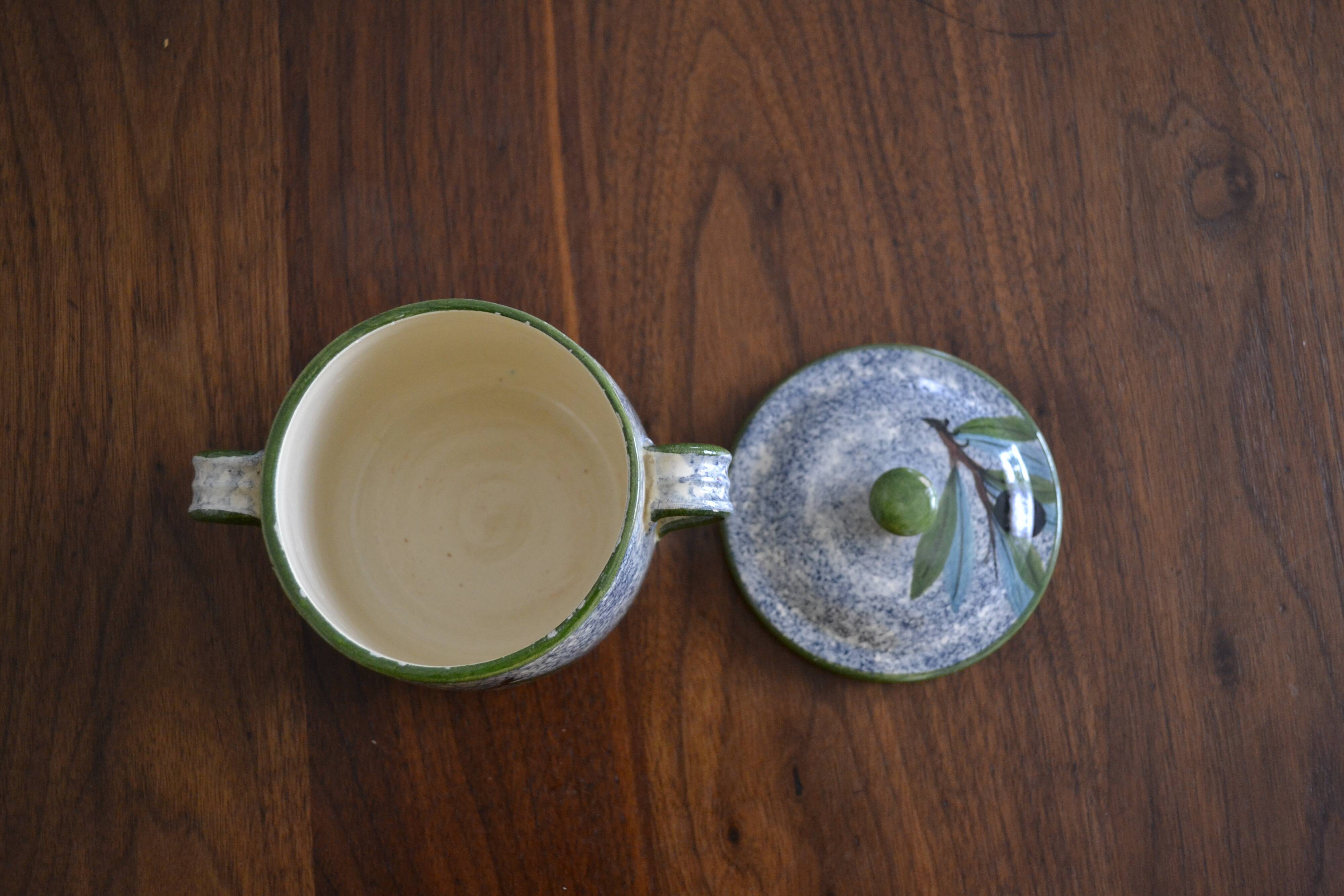 Pot Vallauris/ Aegitna blue and green olive pattern