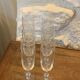 6 chiseled champagne flutes made of transparent glass