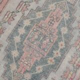 4x8 Soft Pink Geometric Handmade Vintage Rug, 128x242Cm