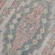 4x8 Soft Pink Geometric Handmade Vintage Rug, 128x242Cm