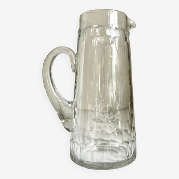 Chiseled glass pitcher