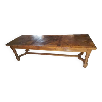 Oak dining table, Versailles parquet top