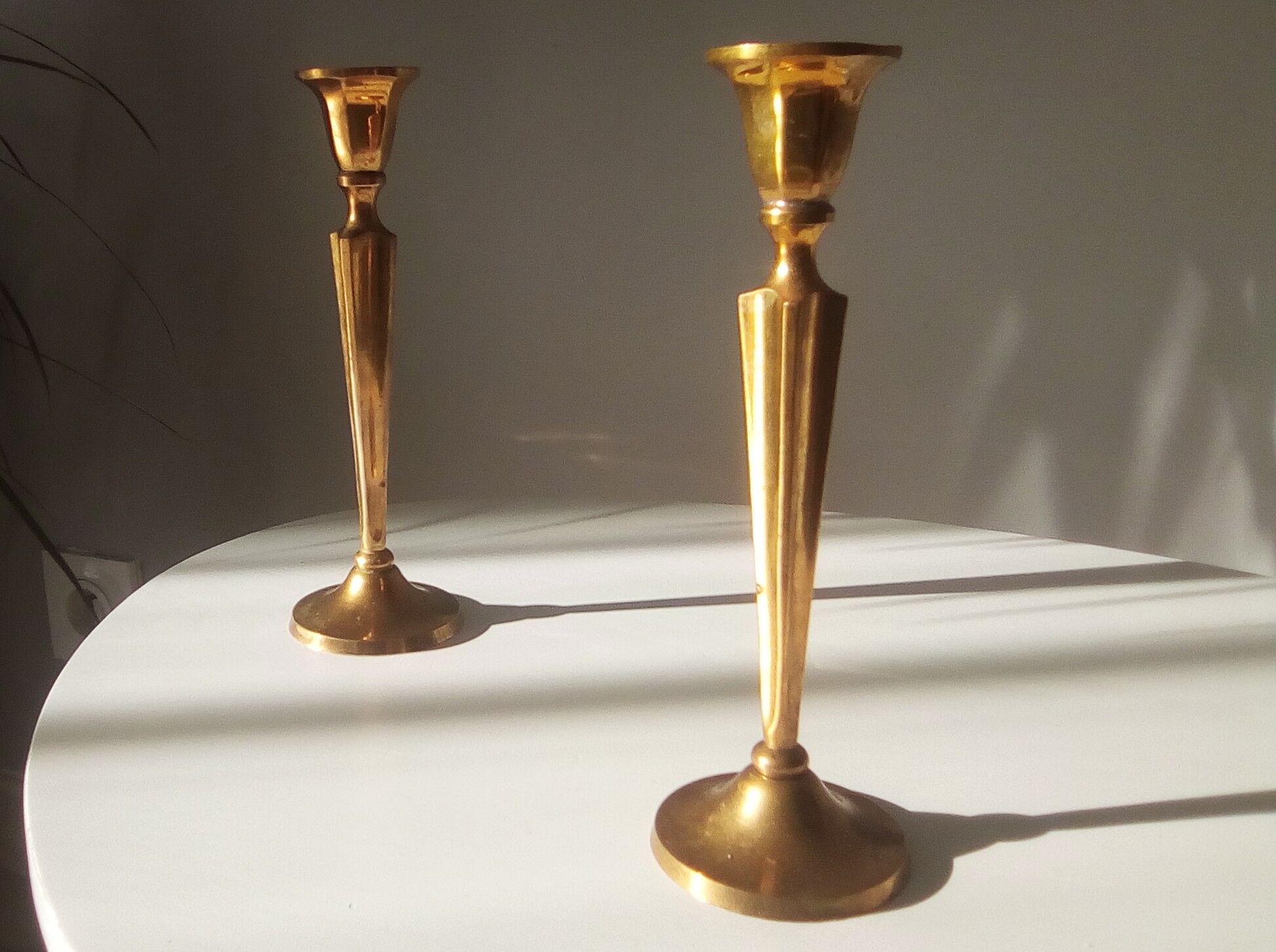 Pair of Scandinavian candlesticks solid brass vintage 60/70s