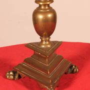 17th Century Bronze Candle Holder Mounted As A Lamp With Its Parchment Lamp