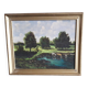 Antique oil painting depicting a countryside landscape