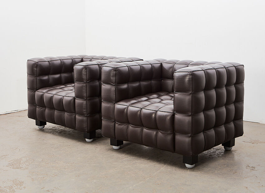 Josef Hoffman pair of Kubus lounge chairs for Wittmann Austria 1910/2011
