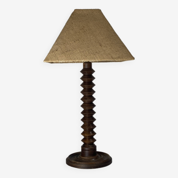 French modernist wood turned table lamp in the style of Charles Dudouyt, 1930s- 1950s