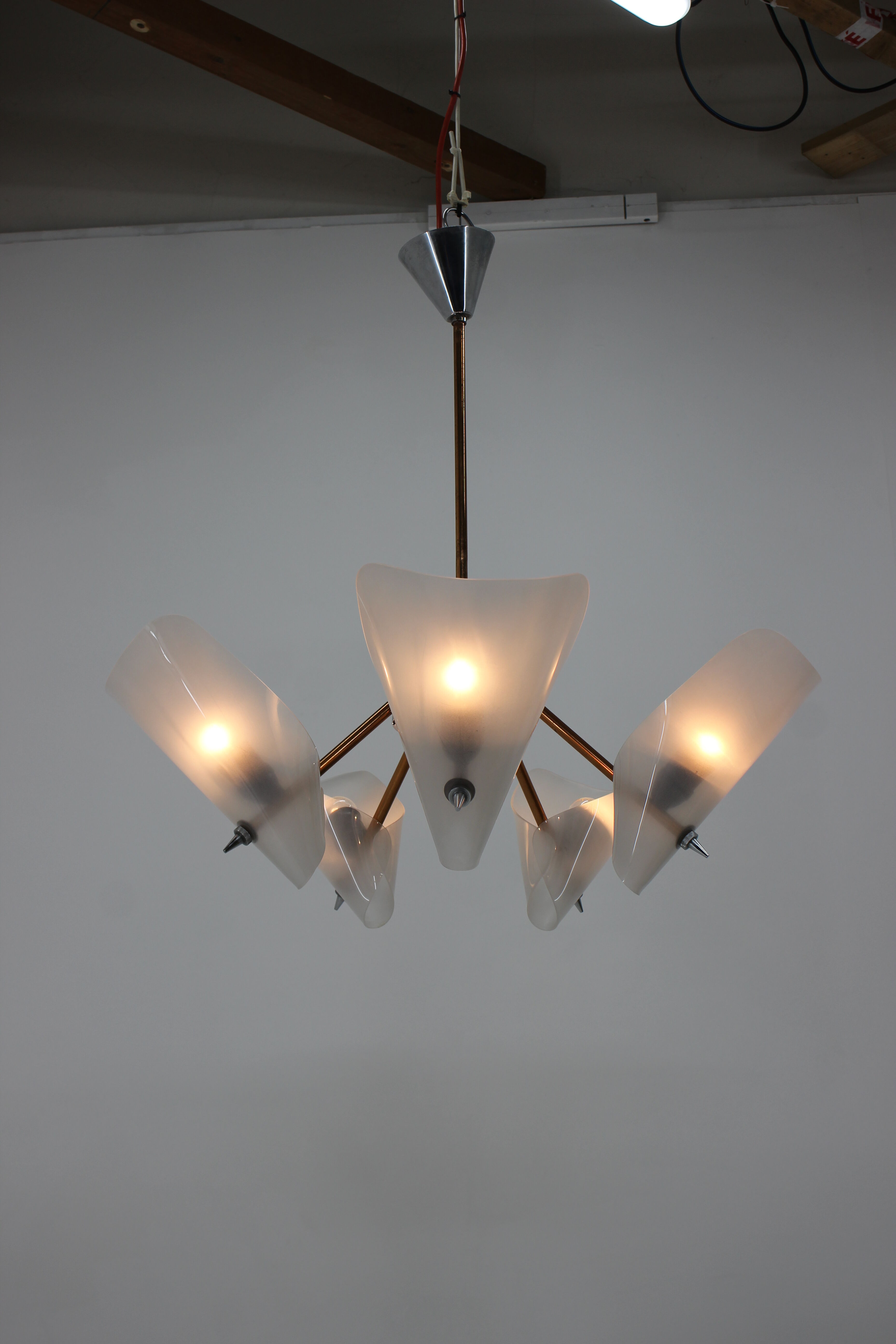 Mid-century chandelier by Drukov,  1960